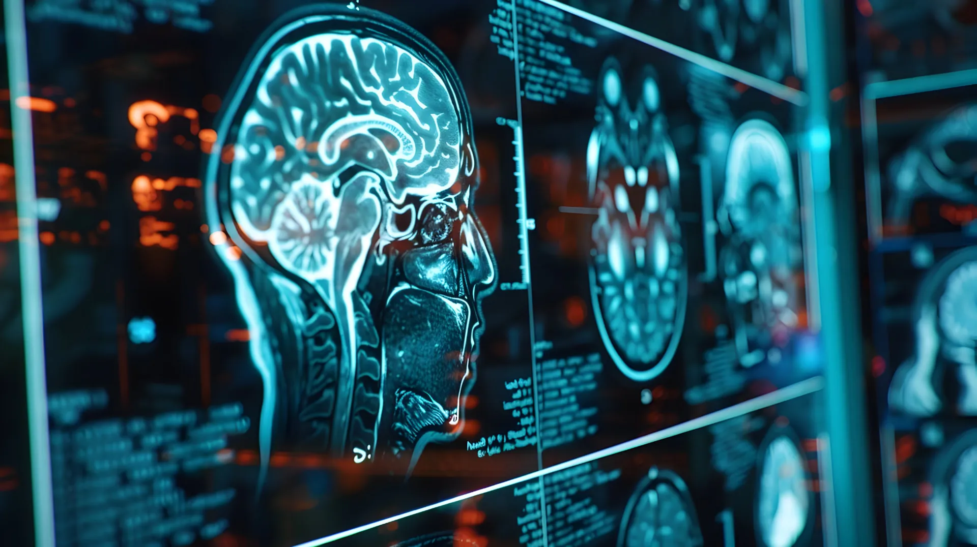High-resolution MRI brain scan displayed on a diagnostic imaging interface